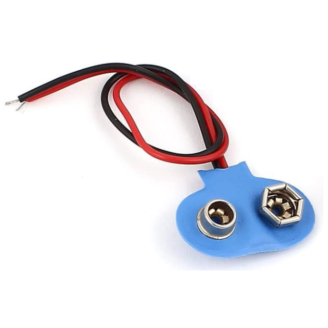 9V Battery Connector Faux Leather Clip Plug Wire Blue